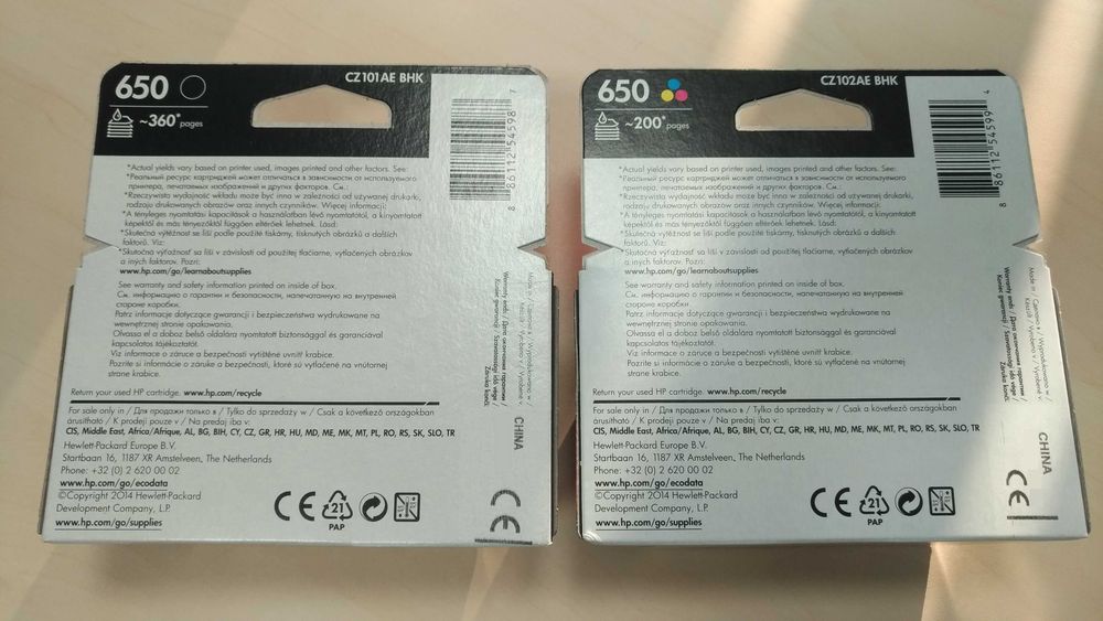 Pachet Cartuse HP 650 Negru Color NOI Originale SIGILATE black cartus