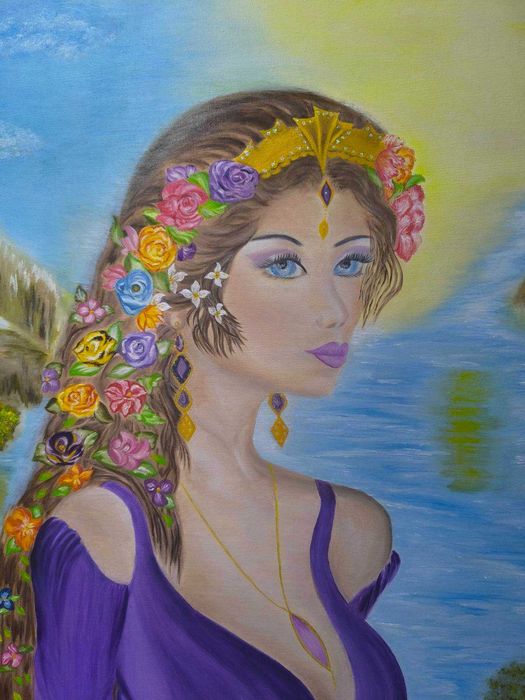 Картина жена - рисувана с маслени бои