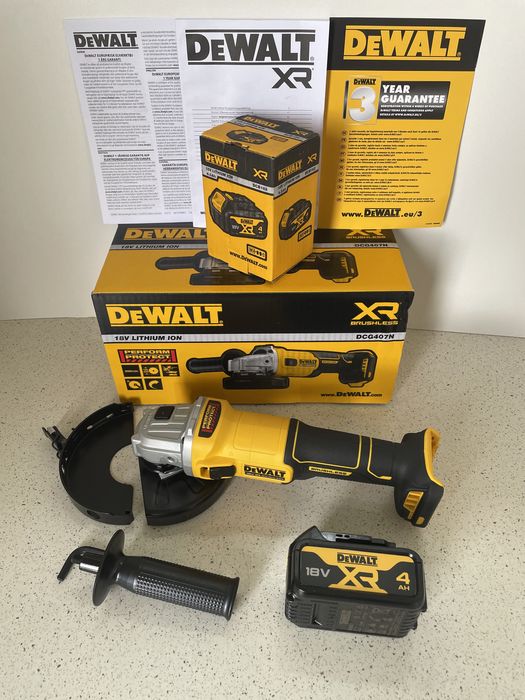 DeWALT DCG 407 XR. Flex Pe Baterie. Combo Cu Baterie de 4Ah XR, Original Nou.