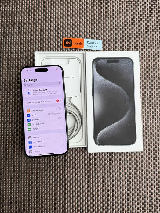 КАТО НОВ! 1TB iPhone 15 Pro Лизинг от 58лв/м / Black Titanium черен