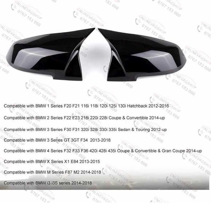 Capace oglinda negru lucios BMW F20,F22,F30,F34,F32,E84 Batman M Style