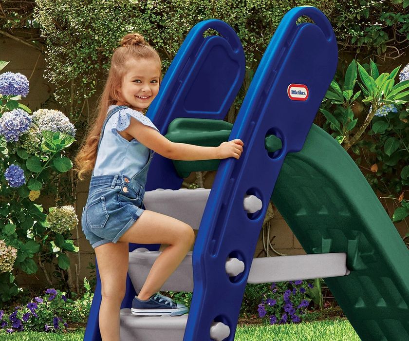 Голяма сглобяема пързалка Little Tikes, синьо и зелено