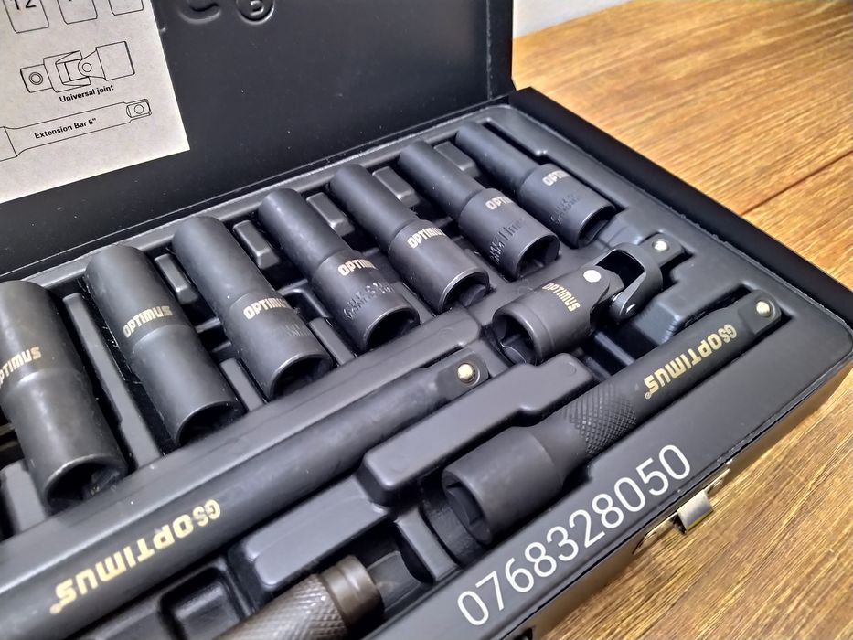 Trusa chei tubulare lungi, impact, 16 piese,  1/2 12 Laturi GS OPTIMUS