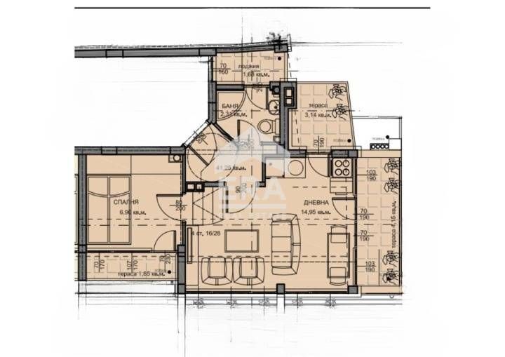 Двустаен апартамент в новострояща се кооперация в Района на Колхозен п