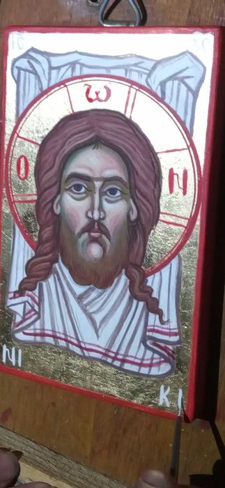 Sfânta Mahramă icoana pictata manual pe lemn A6 13cm/9 cm