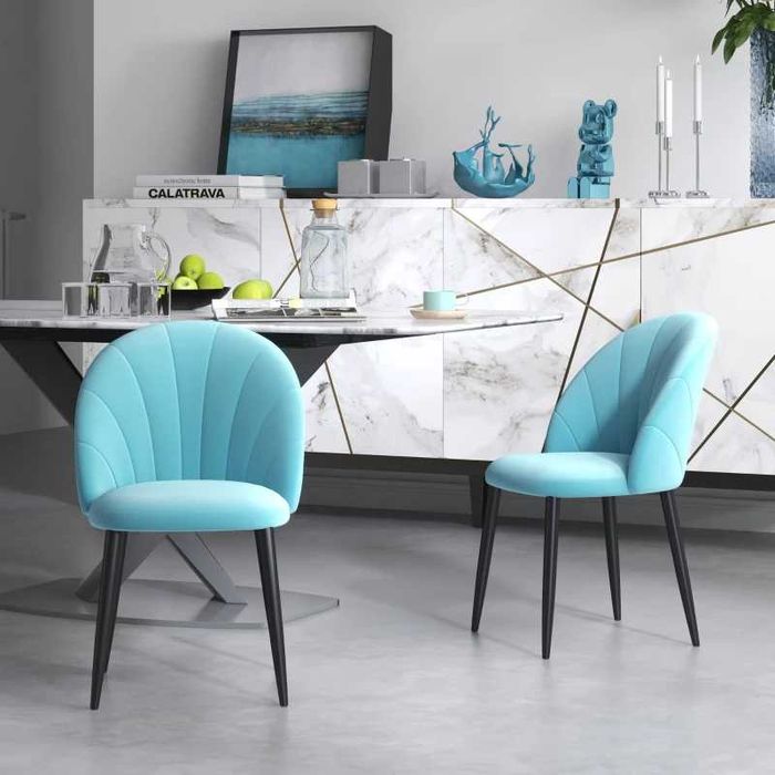 Set 2 scaune cu design nordic  , tapitate catifea , HOMCOM x2