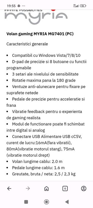 Volan gaming Myria