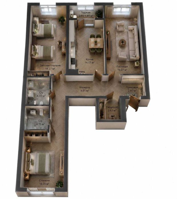 Продаётся квартира в ЖК “Maftun Makon” 3 ком. квартира 94м²