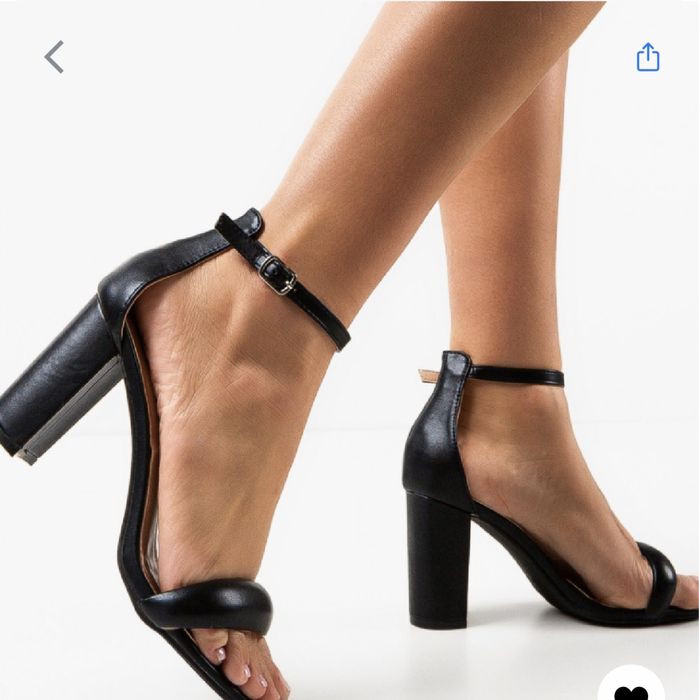 Sandale negre toc gros 9 cm