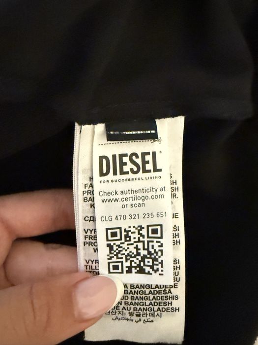 Черна оригинална мъжка тениска с яка Diesel / Дизел- Размер XL