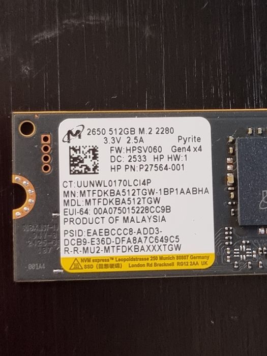 НОВО !!! SSD - Micron / 512GB / M.2 / PCIE4 X4