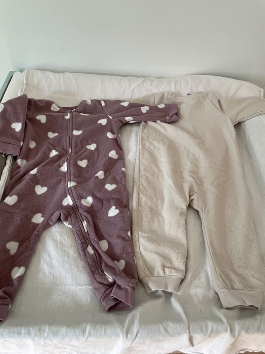 2 pijamale salopeta din fleece cu fermoar H&M