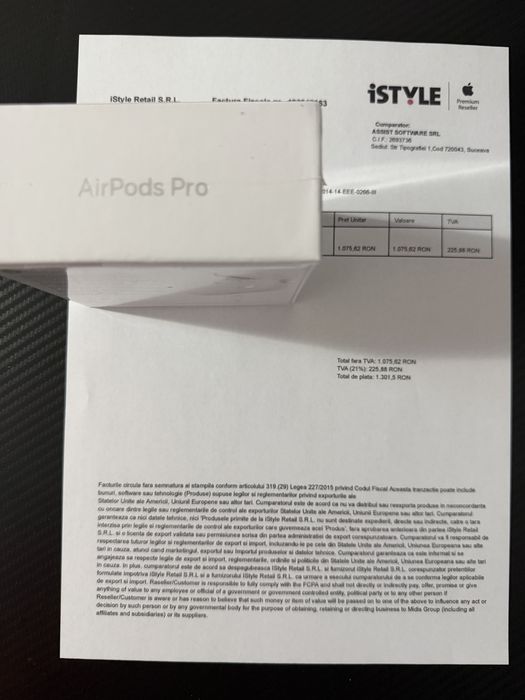 AirPods Pro 2 sigilate cu factura serie valabila
