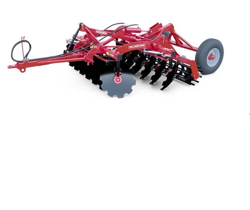 Grapa cu discuri pe doua randuri model PALLADA 2400 tractată latime de lucru: 2,4 m, productivitate: 2,88 ha/h
