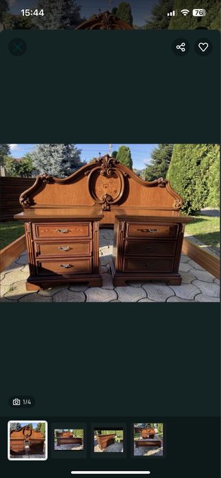 Pat lemn masiv, noptiere, comoda, somiera inclusa