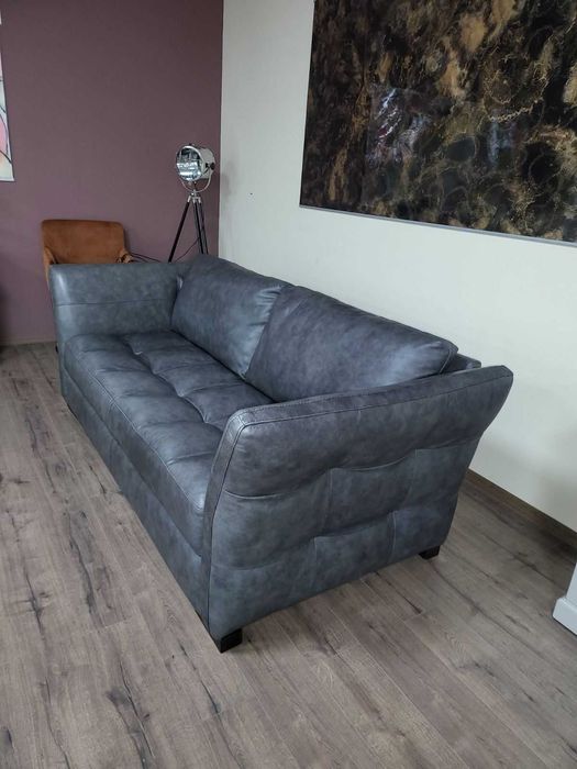 Тъмно сив кожен диван тройка "SARDINIA"