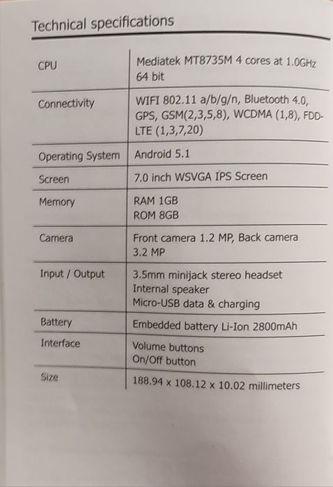 FLUO WAVE 4G Таблет телефон