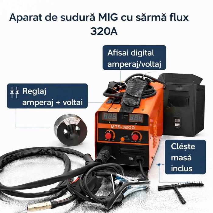 Aparat de sudura MIG MTS-3200 320A cu sarma flux