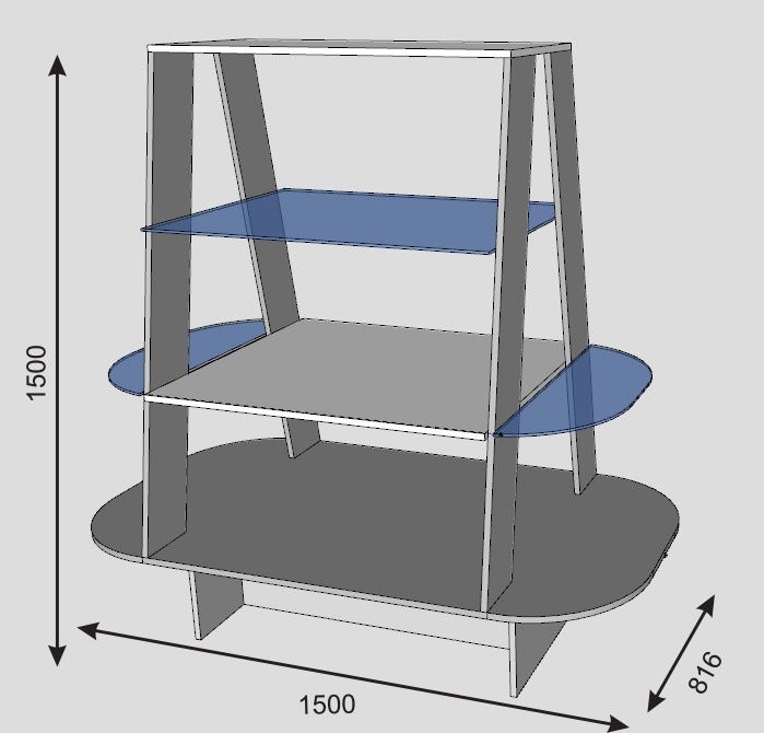 Витрины-стеллажи по 4 уровня