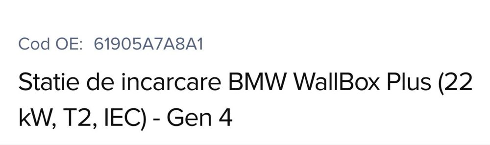 Statie incarcare BMW WallBox Plus 22kw