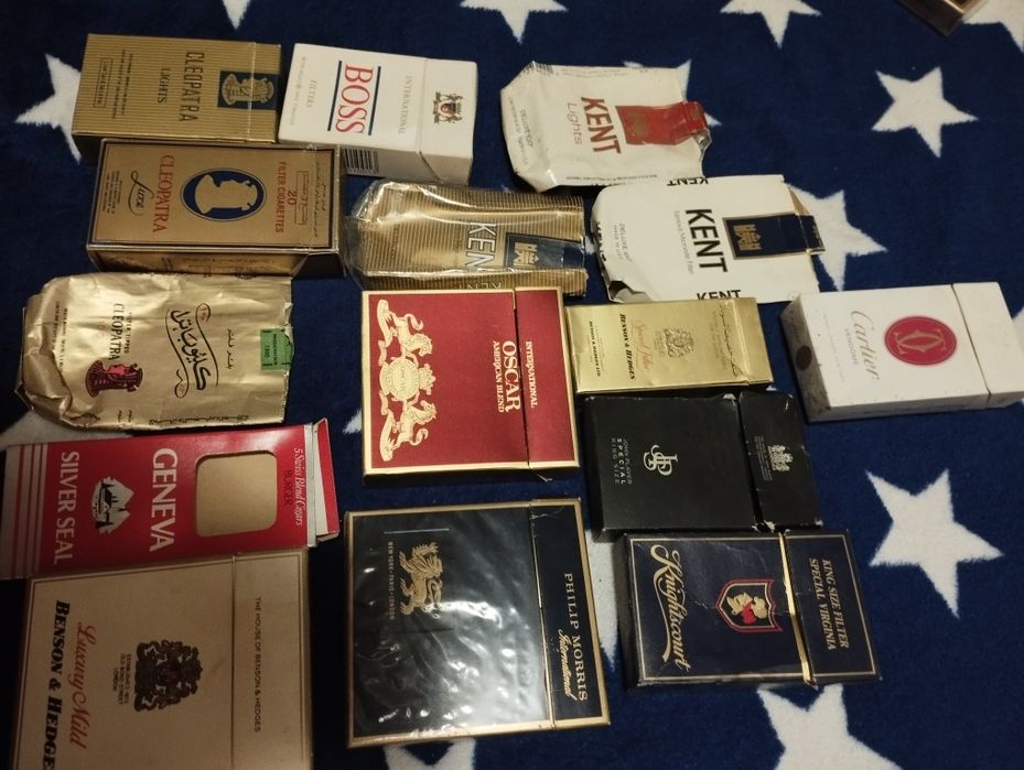 Colectie pachete tutun, vintage anii 1970-1990, 79 bucati