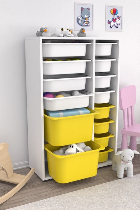 Органайзер, Етажерка за играчки, Мултифункционален шкаф с 14 кошници