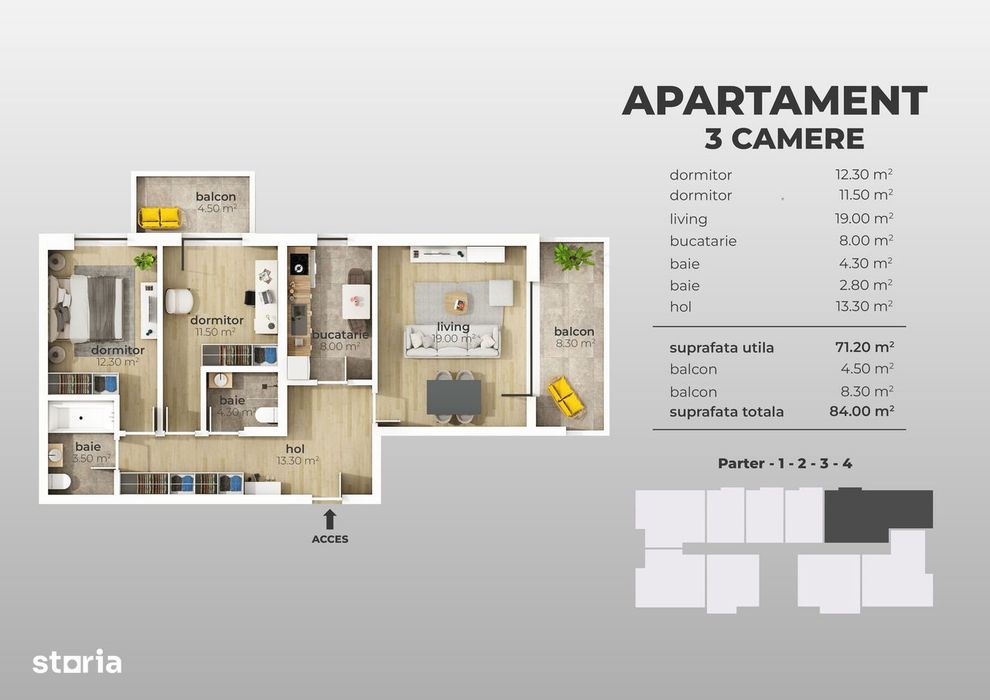 Apartament 3 camere decomandat, bloc nou, Aparatorii Patriei metrou — fotografia 1