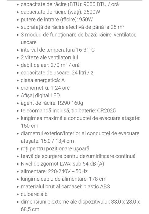 Aparat de climatizare portabil