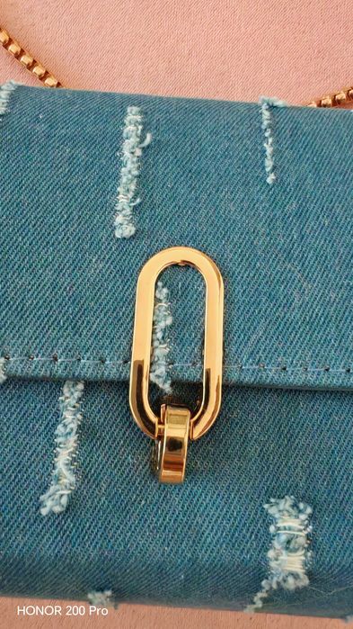 Дънкова чанта с дълга дръжка