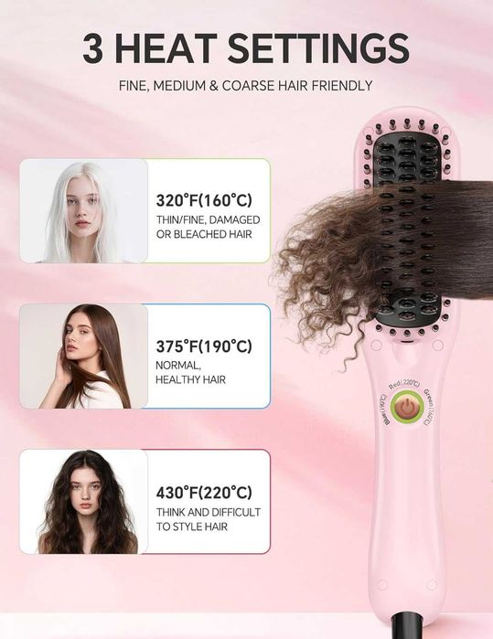 LANDOT Мини нагреваема четка за изправяне на коса с отрицателни йони