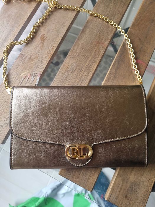 Оригинална кожена чанта Lauren Ralph Lauren Adair Crossbody (Металик)