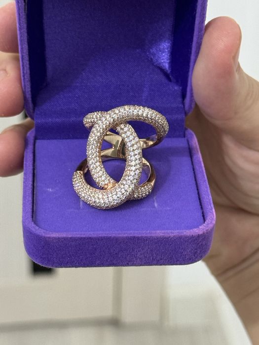 Кольцо серебряное с позолотой