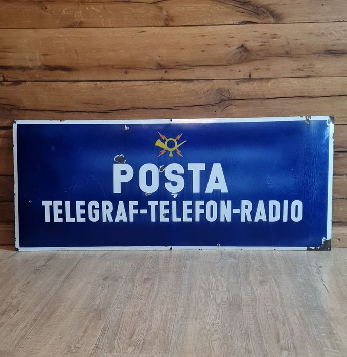 Tablă emailată ,,Poșta telegraf-telefon-radio"