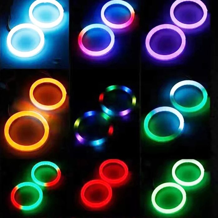 Set Angel Eyes RGB Dinamic Symfony Control Bluetooth Aplicatie Semnalizare 6cm 7cm 8cm