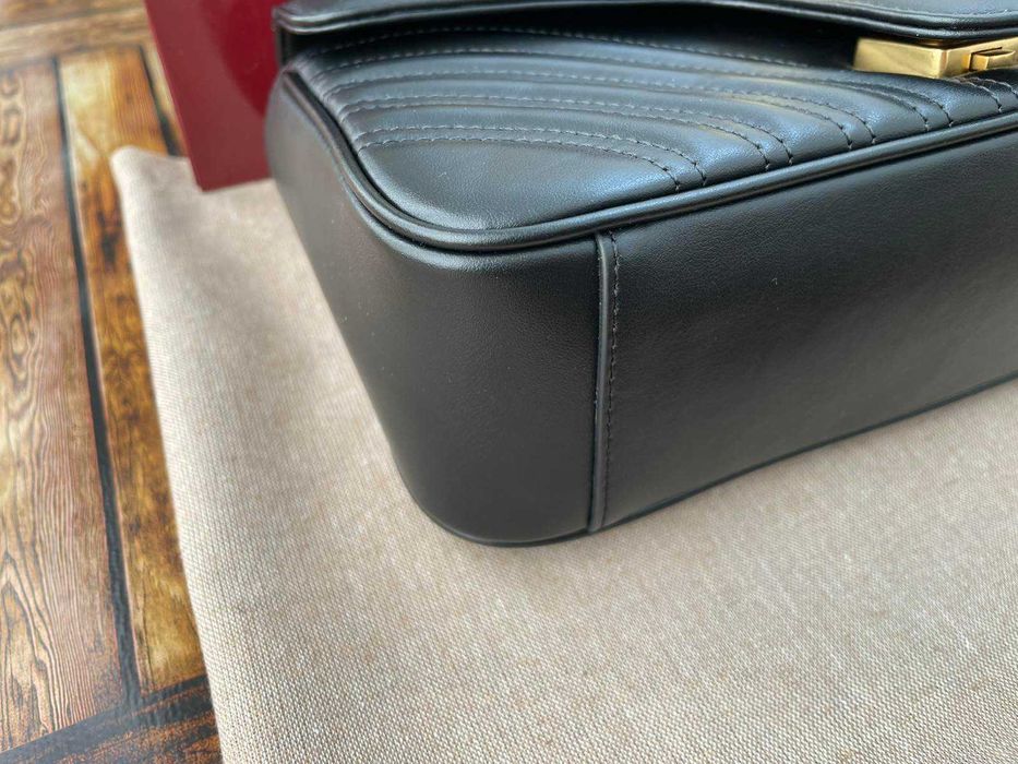 Оригинална Чанта Gucci Черна Marmont Beloved Гучи Златно Gold GG лого