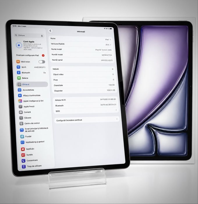 Tableta Apple Air 13inch (M3)  128GB, Wi-fi - Baterie 100% - Impecabila/garantie !!!