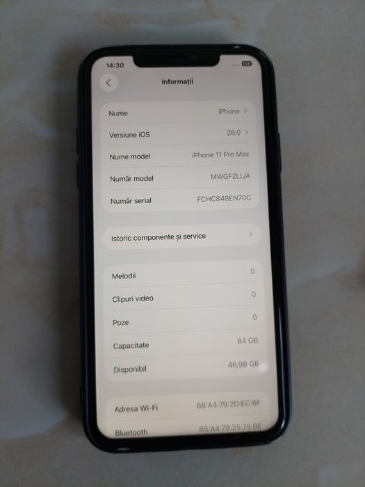 Vând iPhone 11 Pro Max Neverlocked [cu soft iOS 26] și [două probleme]