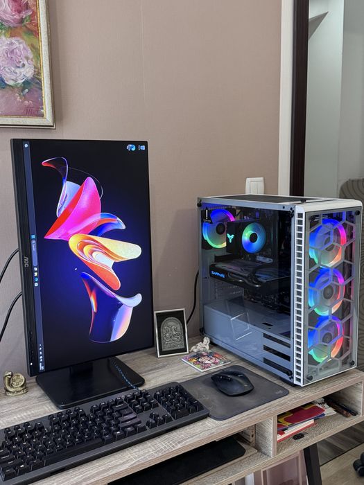 Геймърски компютър i7-6700 / RX 570 4GB / 16GB RAM + AOC QHD монитор + Lenovo K500