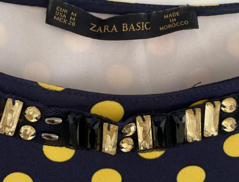 Bluza Zara bleumarin cu buline galbene marimea M