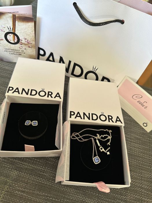 Pandora сребърно колие и обеци