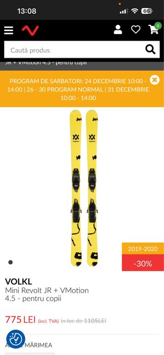 Schiuri copii Volkl Revolt JR 128 cm + clăpari Fischer 24.5