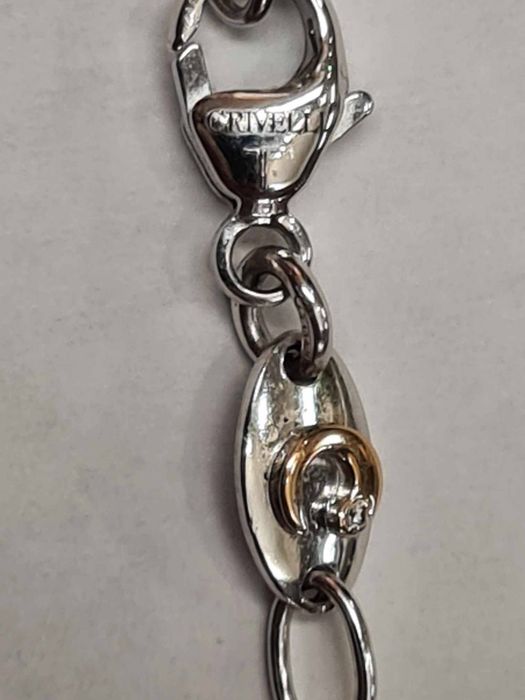 Lant si pandantiv din aur alb 18k, cu diamante naturale, Crivelli,