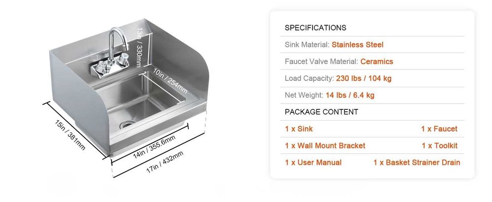 Chiuvetă  cu robinet lavoar inox, bucatar restaurant bar, rulote, baie