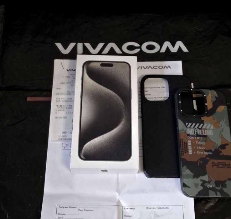 КАТО НОВ 256GB iPhone 15 Pro Max Vivacom Гаранция 2025 NATURAL | Сив