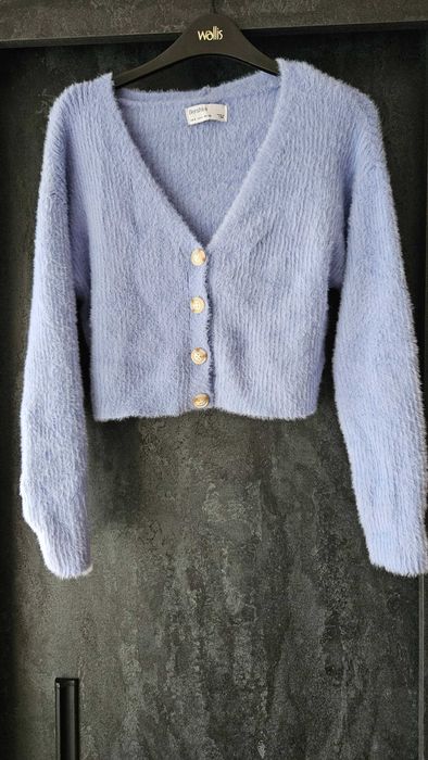 Bershka crop top синя мека жилетка размер S в перфектно състояние