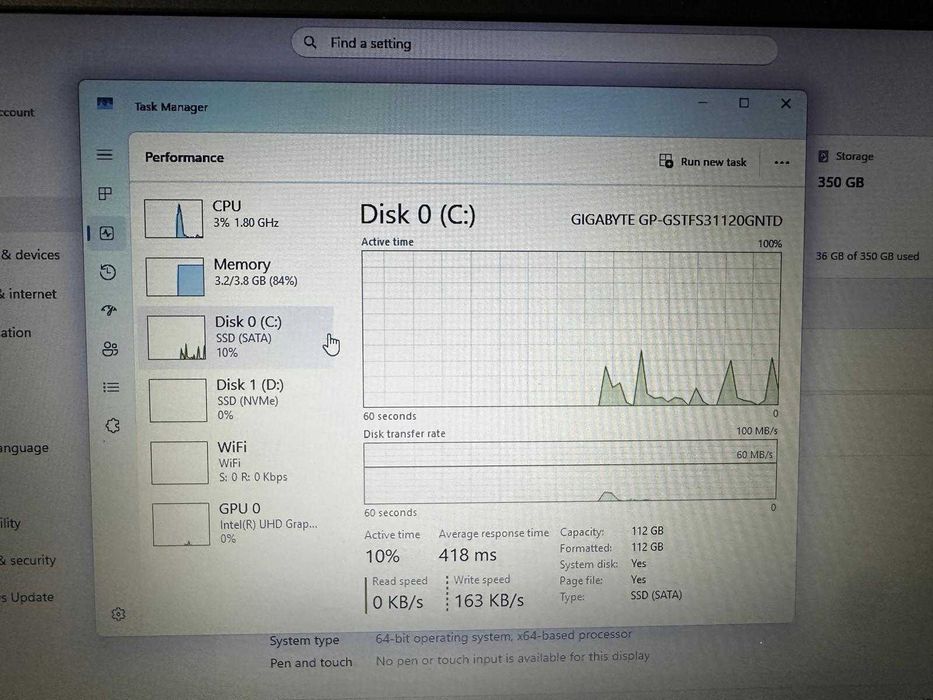 Laptop Lenovo IdeaPad Slim 3 Gri Argintiu | Intel Pentium Gold 6405U | SSD 384 GB | Cutie + Încărcător | Stare Impecabilă