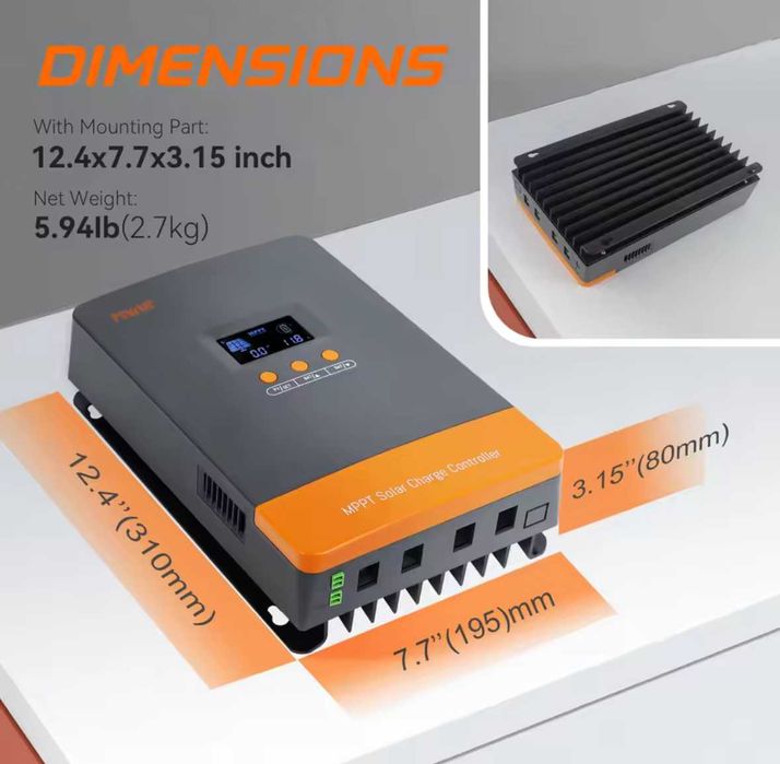 MPPT соларен заряден контролер PowMr 100A – 12V / 24V / 36V / 48V, 160V DC