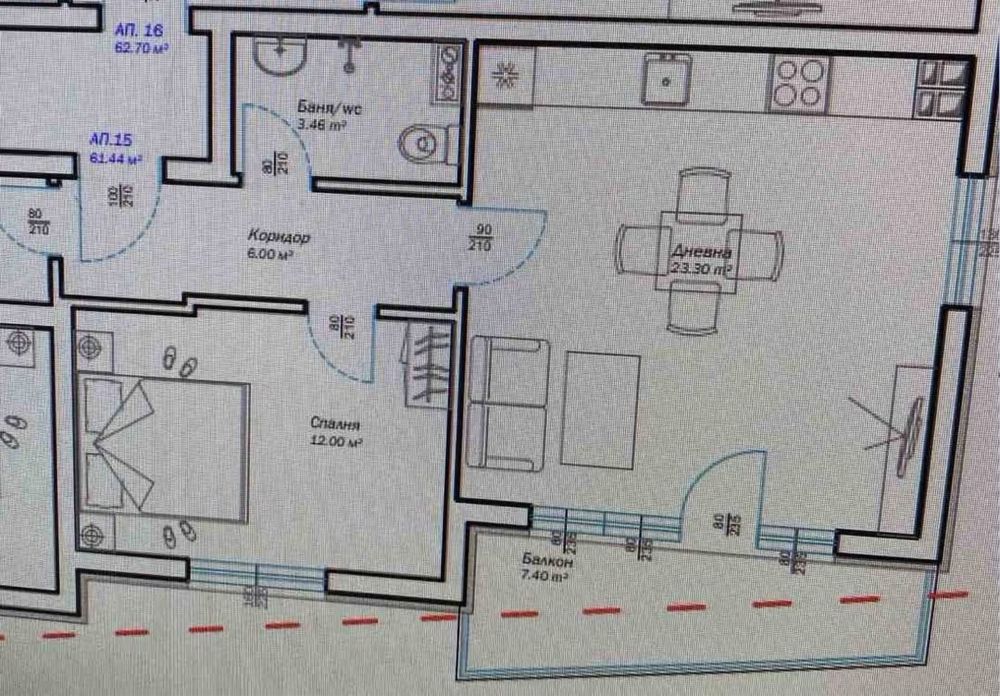 Продава се Двустаен апартамент в Варна, м-т Пчелина - 65 кв.м за 989 €/кв.м - Снимка #11