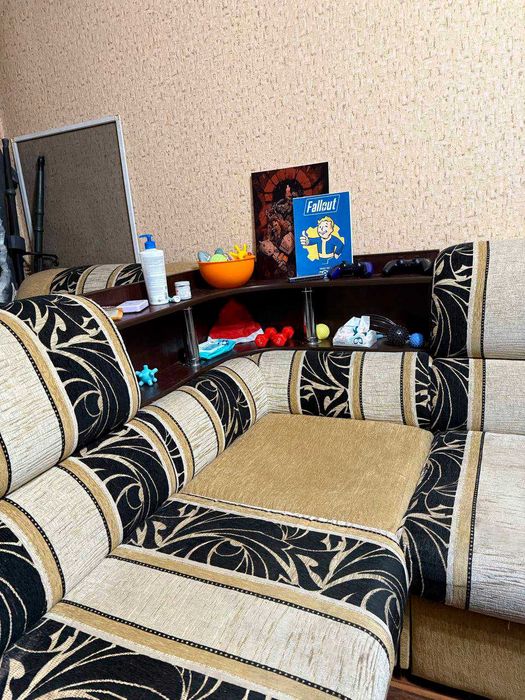 Раскладной диван + кресло + столик