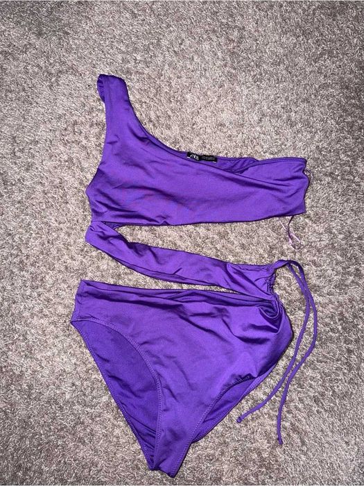 Zara costum de baie intreg 1 piece mov sexy cut out talie inalta